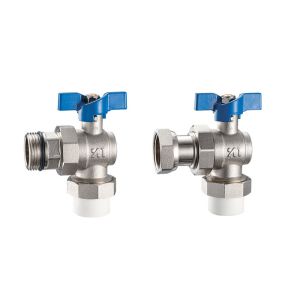 Cheap 3611 3612 Angle Type Brass Ball Valve DN20 DN25 for Connections PP-R x Flex. Male Nipple, PP-R x Flex. Female Nut for sale
