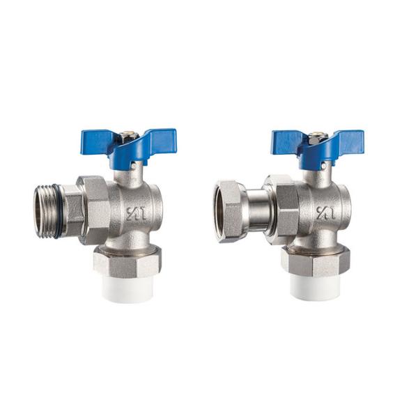 3611 3612 Angle Type Brass Ball Valve DN20 DN25 for Connections PP-R x Flex.