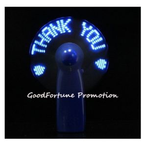Customed Cheap promotional Eco ABS message led flash desk hand mini fan printed