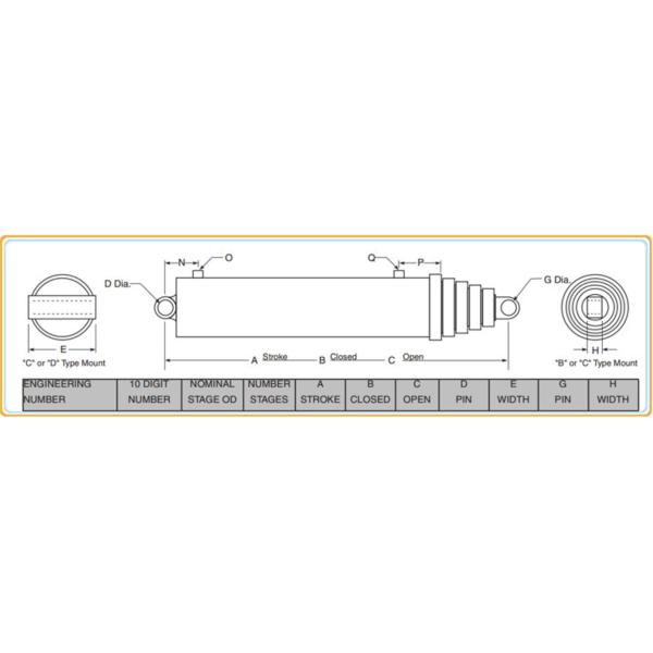 3 / 4 / 5 Stage Hydraulic Rams Oil Cylinder for Dump Truck Tipper Trailer