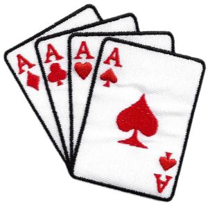 Cheap Playing Card PMS Hook And Loop Twill Embroidered Patches for sale