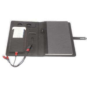 Luxury A5 PU Leather Wireless charger Notebook With Power Bank