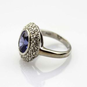 925 Silver Oval Garnet Gemstone Ring with Cubic Zircon (S-RJ692)