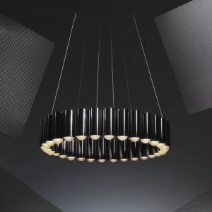 Postmodern Luxury LED Chandelier Round Water Pipe ndustrial Carousel LED