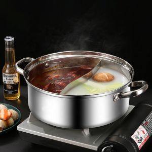 New Design Hot Pot Thickened Round Shape Stainless Steel Shabu Pot Soup Pot With