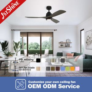 Smart Remote Control Wooden Blades Ceiling Fan Light with 6 Speeds and DC Copper
