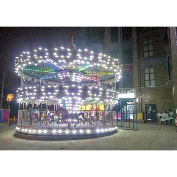 Double-deck carousel amusement machine with novel appearance 28 seats FRP Power