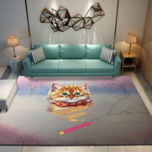 Cartoon pattern PVC backing office and household polyester fiber rugs living