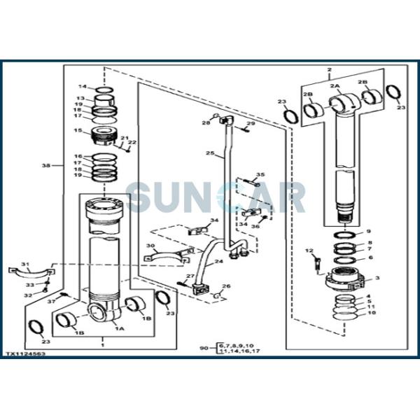 FYA00006590 Left Boom Cylinder Service Kit Fits DEERE 240DLC 250GLC
