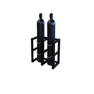 Cheap Black Gas Cylinder Rack Fabrication 2 Tanks Oxygen Cylinder Storage Racks for sale