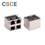 2 X 2 Port 8P8C Modular Jack , 8 Pin Ethernet Connector LCP Housing Material