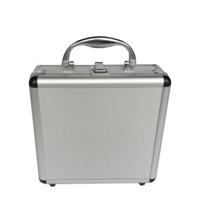 Small SilverAluminium Cosmetic Case With Inside Mirror And Chrome Closure Clasp