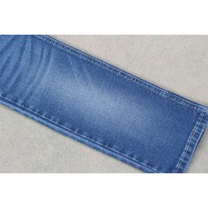 Indigo Blue Crosshatch Denim Fabric Slub Full Stretch 10.3 Once Jeans Materials