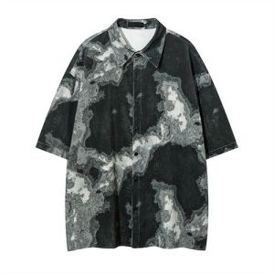 OEM maufactory Short -sleeved shirt boys Ins American lazy wind five -point