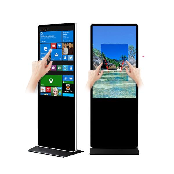 Quality Ground standing 4K UHD 49" 50" inch LCD All-In-One capacitive touchscreen PC kiosk CAPT touch monitor with Android or Win10 PC wholesale