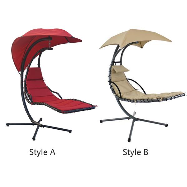 Upgrade Your Patio Modern Metal Stand Hammock Swing Chair with Cushion and Sun Canopy