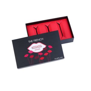 China Wholesale Black And Pink Custom Logo Cosmetic Set Paper Lip Gloss Packaging Box Lid And Base Design With Insert on sale