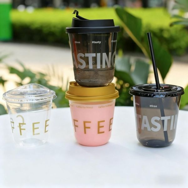 Quality Factory Manufacturer U Shape Cup 24 oz Black PLA Disposable Plastic Drinking Cups With Custom Logo wholesale