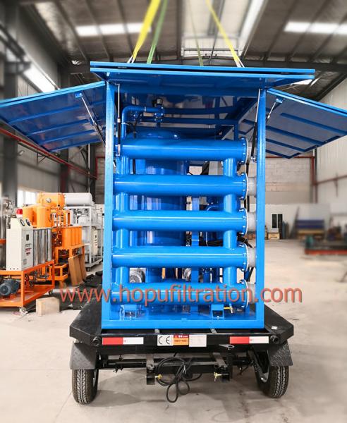 Mobile Trailer Double Stage Vacuum Transformer Oil Purifier With Waterproof Dustproof Cabinet,6000L Per Hour Treatment