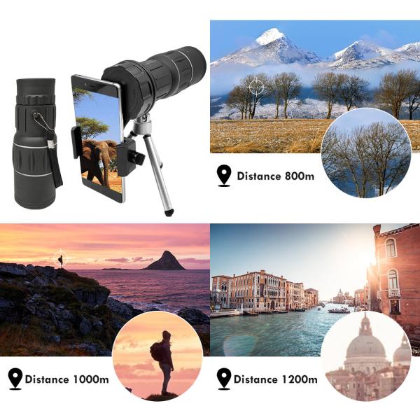 Zoom Hiking Monocular Telescope , 16x52 Monocular Dual Focus Optics Zoom Telescope