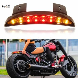 Motorcycle LED Rear Fender Edge Brake Light with License Plate Tail Light Black