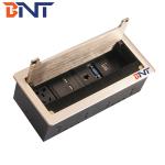 Conference table flip open brush socket with power data connectors