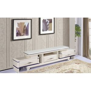 Pre Finished White Particle Board TV Stand With Large Capacity Sliding Drawers