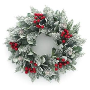 20inch Full PE Christmas Wreath With Artificial Berry Pinecones