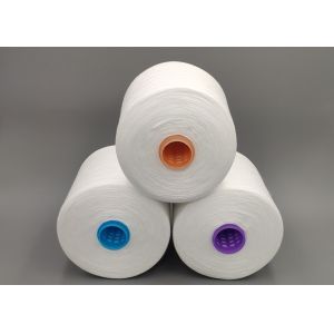 China Hanchuan City Spun Polyester Yarn Ne 20/3 Raw White On Dyeable Tube on sale