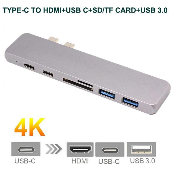 Type-C USB-C Hub Adapter For MacBook Pro SD/Micro SD CardReader Dual USB 3.0
