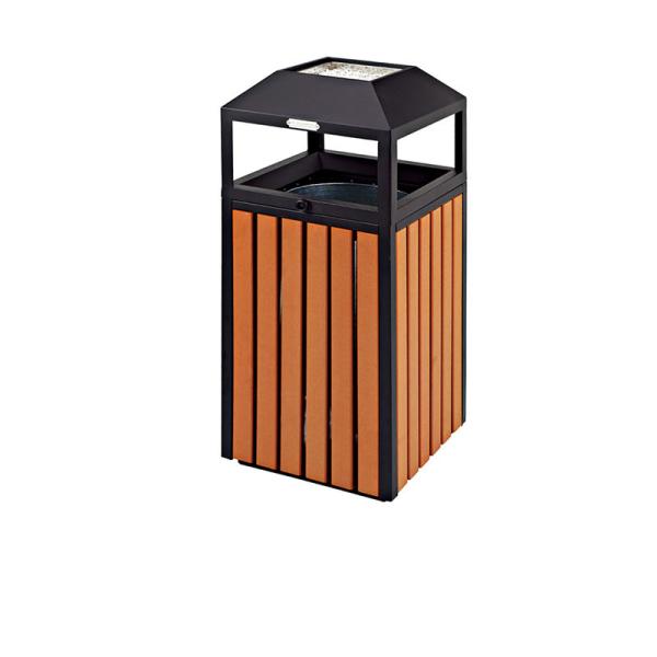 Large Waste Bin Collection Station Outdoor Trash Can with Wooden Metal Wood Trash Can