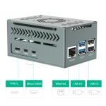 Raspberry Pi 5 Aluminum Case with 4010 PWM Fan and Copper Heatsinks Support