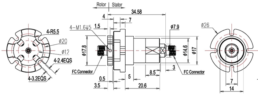 High Precision Metal Fiber Optic Rotary Joint For Radar / Electro Optical Pods