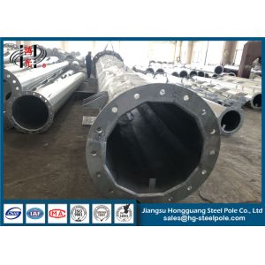 16m Galvanized Steel Pole With Flange Mode , Power Transmission Poles