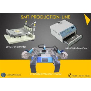 Cheap Stencil Printer 3040 / CHMT48VB+ Vibration Feeder , SMT PCB Assembly Line / Reflow Oven BRT-420 for sale