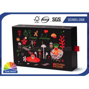 Shiny Laminated Personalized Drawer Paper Box , Black Cardboard Paper Box