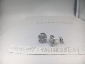 Cheap Van Cleef Arpels Sweet Alhambra Earstuds 18K White Gold Round Diamonds for sale