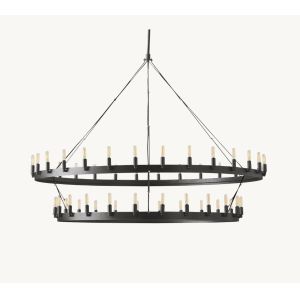 Cheap Dimmable Black Vintage Ceiling Light 63" Two Tier Chandelier 270W for sale