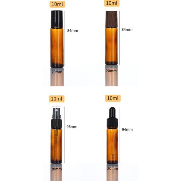 Glass Essential Oil Roller Bottles With Stainless Steel Ball 10ml Amber Roll On Perfume