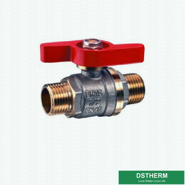 Quality Customized Mini Forged Brass Ball Valve Butterfly Handle Double Male Threaded  Brass Ball Valve wholesale