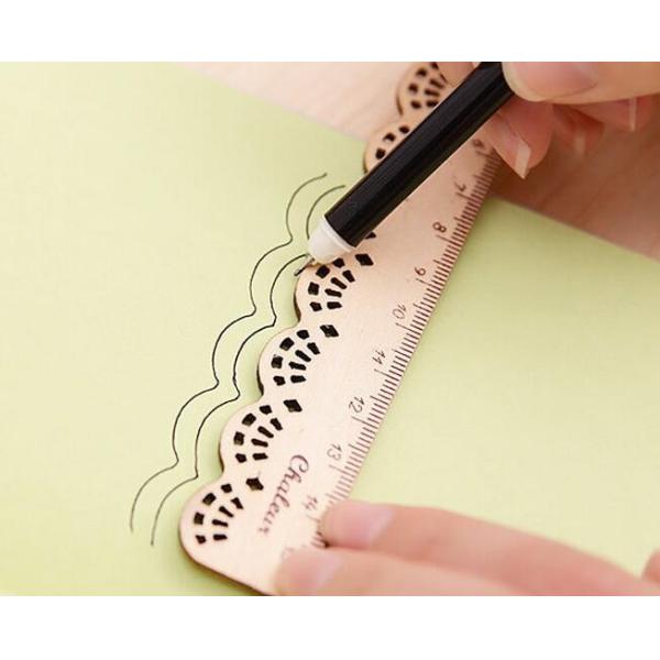 Quality Best Promotion student gift DIY creative stationery cartoon retro vintage lace shaped Personalized ruler school kid wood wholesale