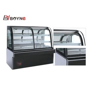 Curve Glass Front Door Opened Cake Display Case With LED Light