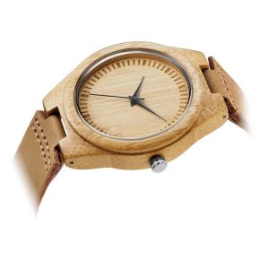 New Style Diy Canvas Wooden Quartz Watch With Genuine Leather Strap