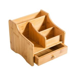Functional Style Bamboo Makeup Storage With Drawers for Office and Jewelry