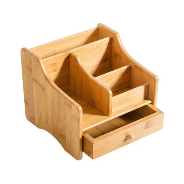 Functional Style Bamboo Makeup Storage With Drawers for Office and Jewelry