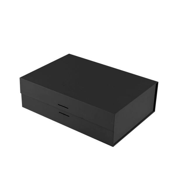 Quality Customized Die Cut Black Flat Foldable Paper Gift Boxes With Logo With Magnetic Closure wholesale