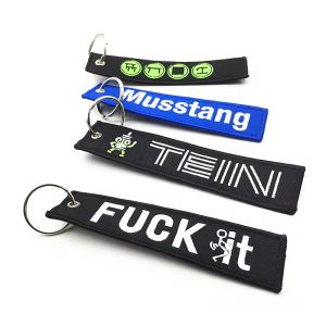 Personalized Woven Keychain with Customization Availability Polyester Material