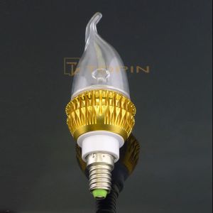 TOPIN E14 3W Decoration LED Candle Bulb Lamp Warm Light Golden Metal Shell AC86V