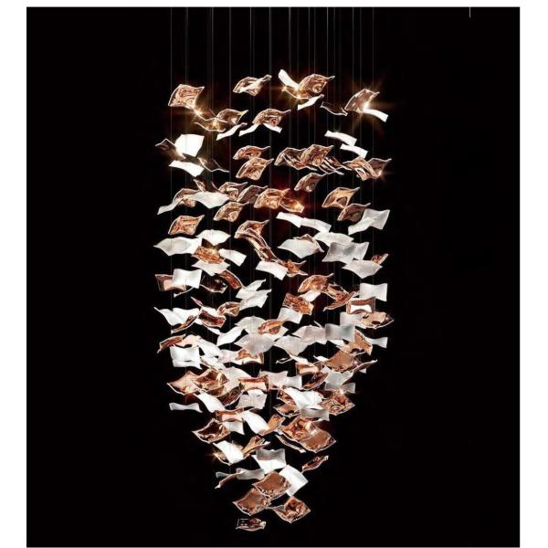 Custom-Made Large Foyer Chandelier Lighting Glass Art Design Banquet Light