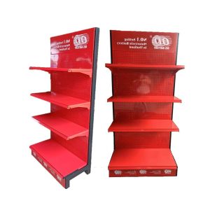 Factory Customize Red Shelf single side steel supermarket shelves